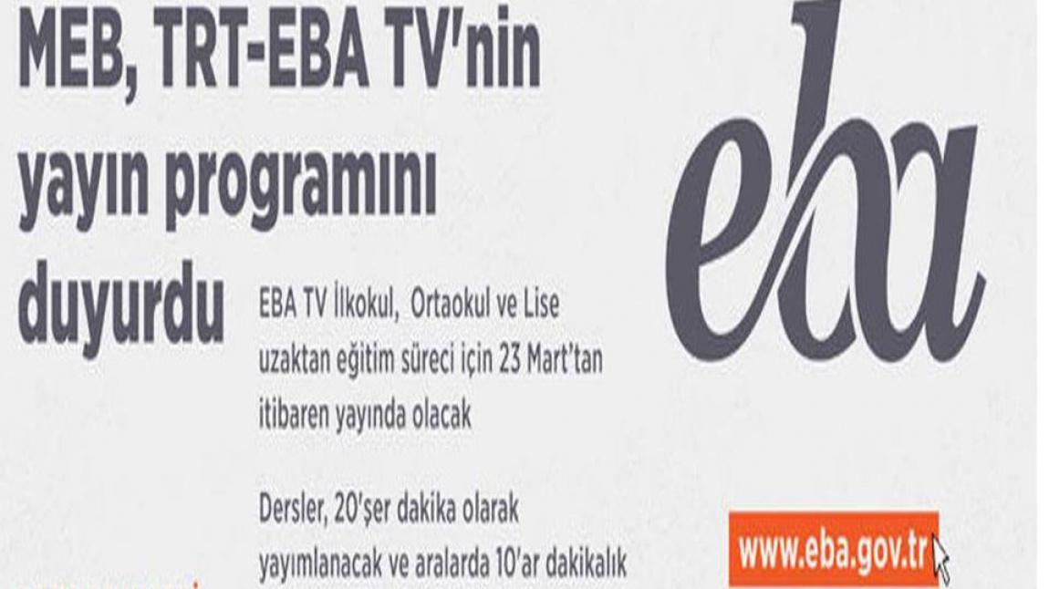 EBA VE TRT TV'NİN YAYIN PROGRAMI